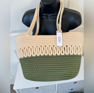 Lucca Green and Cream Women's Tote Bag.  NWT